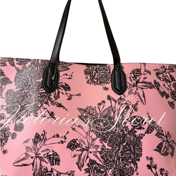 Victoria's Secret Floral Logo Tote Pink Floral Tote Bag. In new conditions - Picture 13 of 15